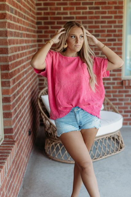 Umgee Short Sleeve mineral washed top