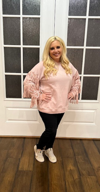 Fringe Sleeve Sweatshirt