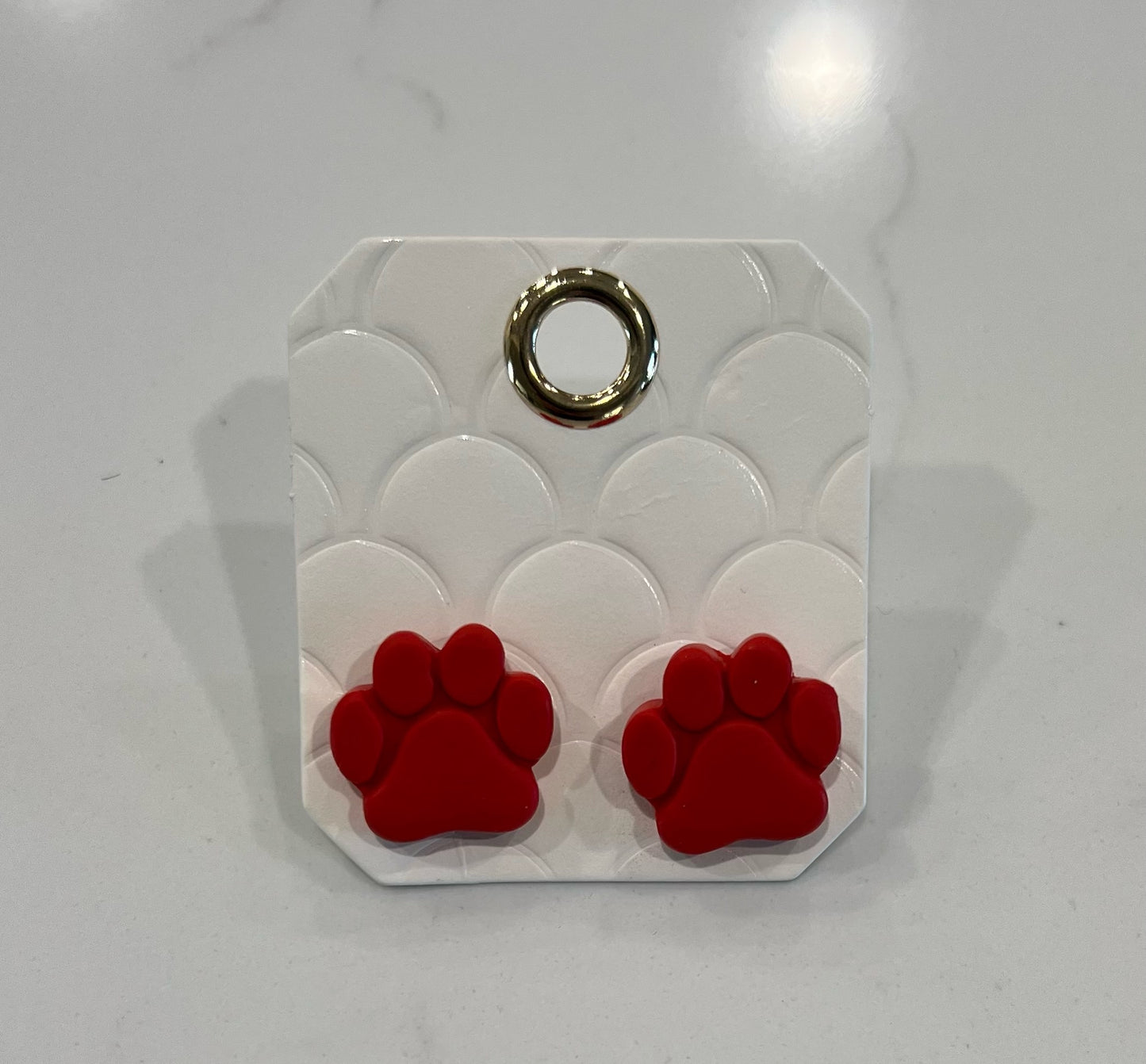 Red Paw Print Earrings