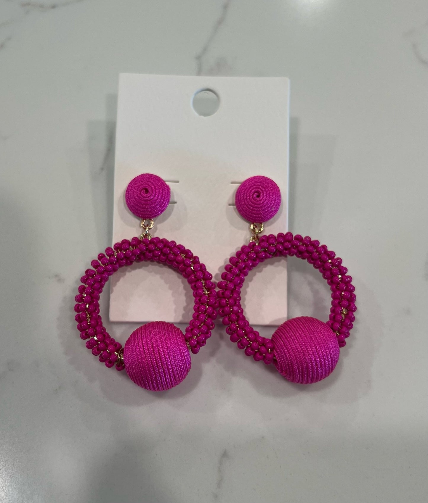 Ball and Bead Circle Earrings