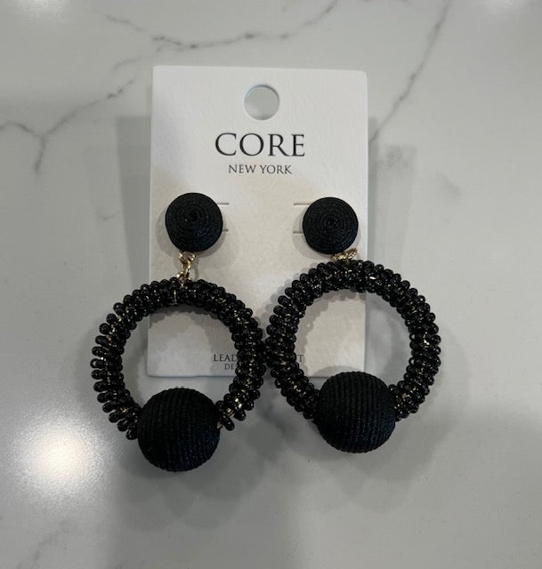 Ball and Bead Circle Earrings