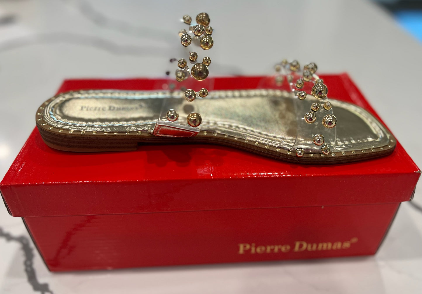Gold Mylar Pearl Sandal