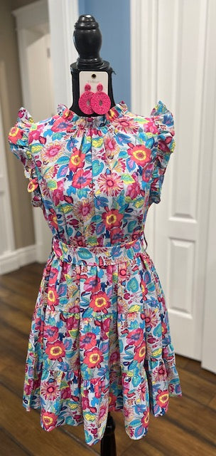 JODIFL Floral Print Sleeveless Dress