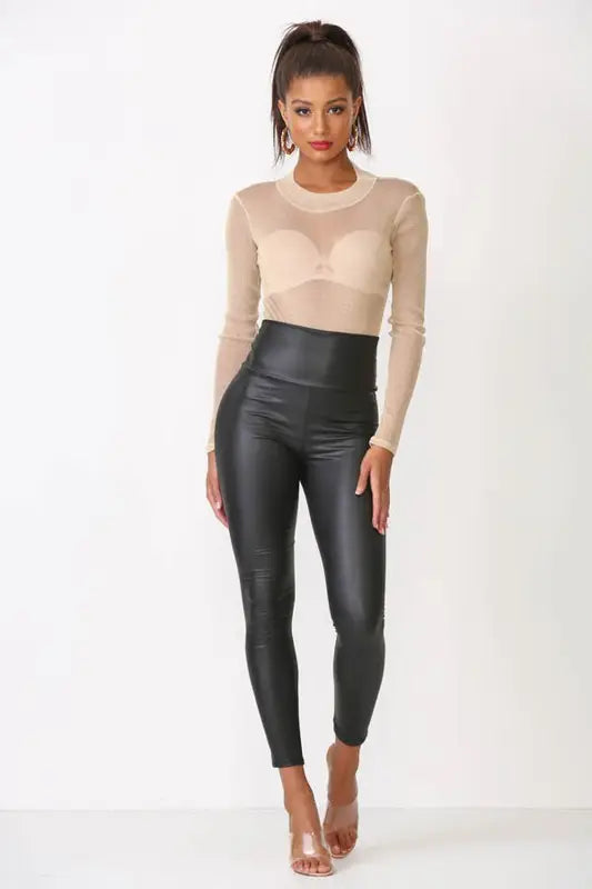 High waist faux leather leggings