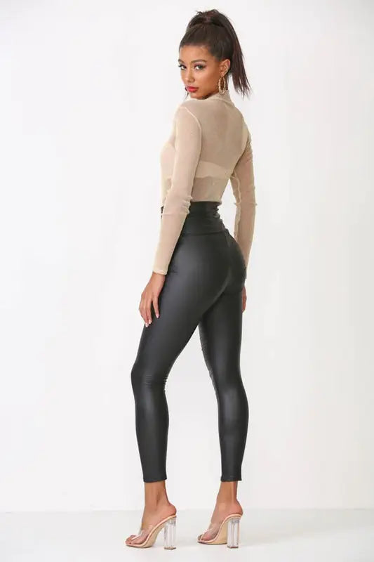 High waist faux leather leggings