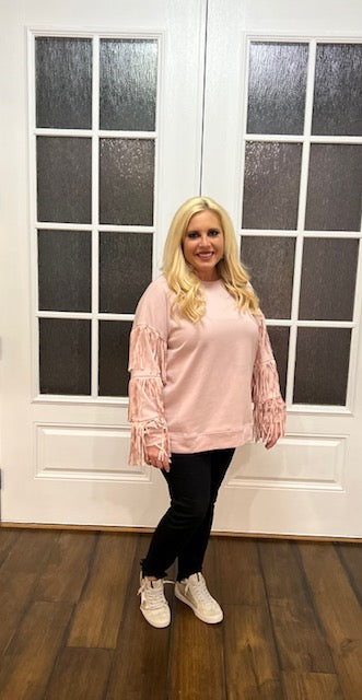 Fringe Sleeve Sweatshirt